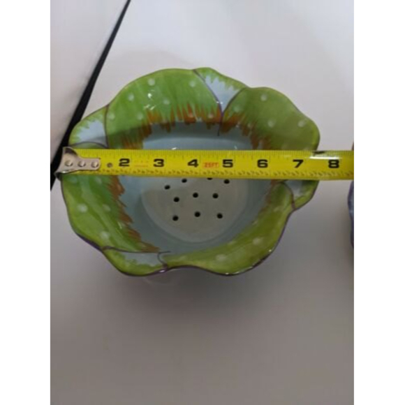 VINTAGE 2 piece Colander Rommel Nueva for Saparna Top & base =7.5" fluted Blue - Picture 10 of 12